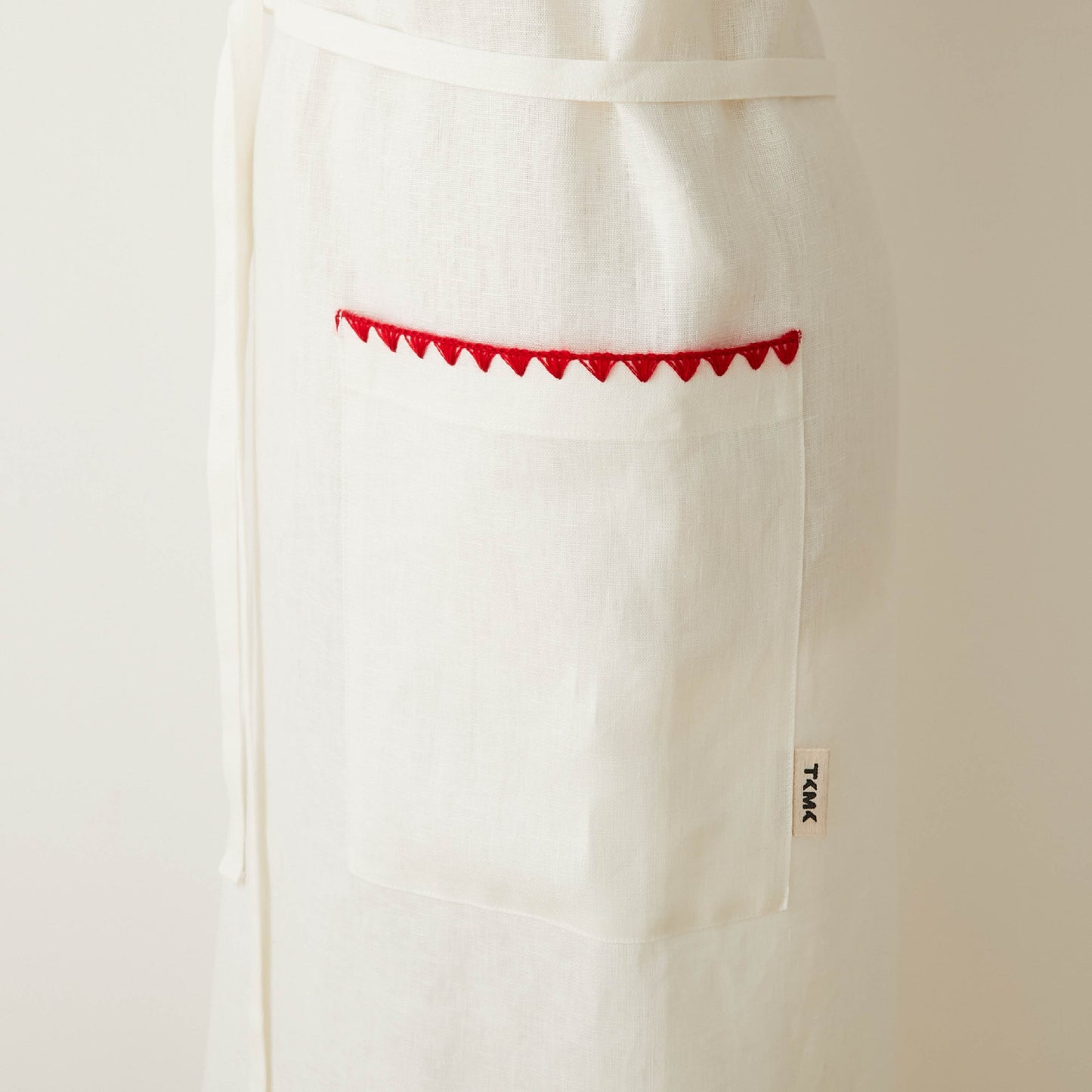 【12月初旬発送】TKMK ORIGINAL LINEN APRON / WHITE×RED