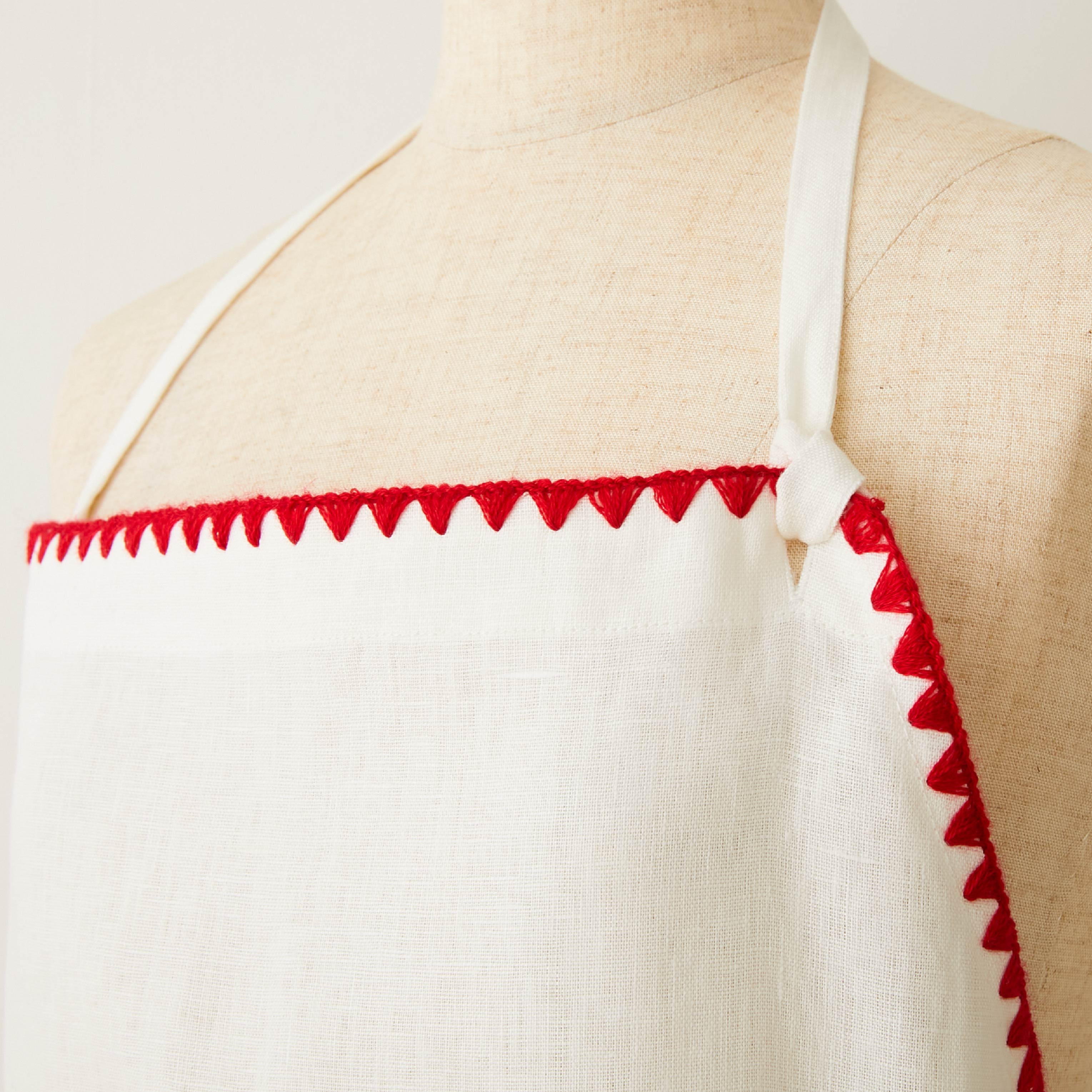 新品　TKMK ORIGINAL LINEN APRON / WHITE×RED 12月初旬発送】TKMK ORIGINAL LINEN APRON / WHITE×RED