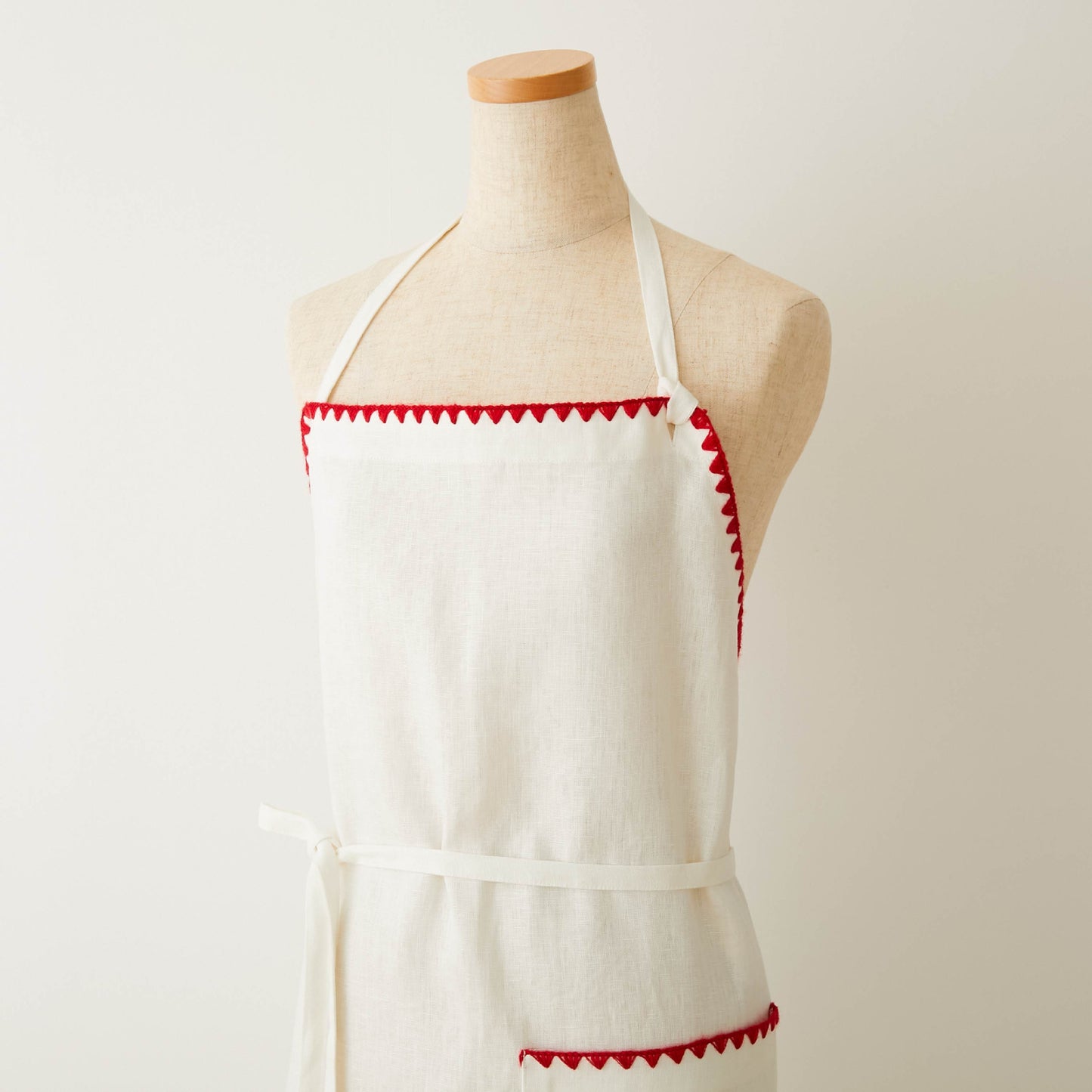 【12月初旬発送】TKMK ORIGINAL LINEN APRON / WHITE×RED