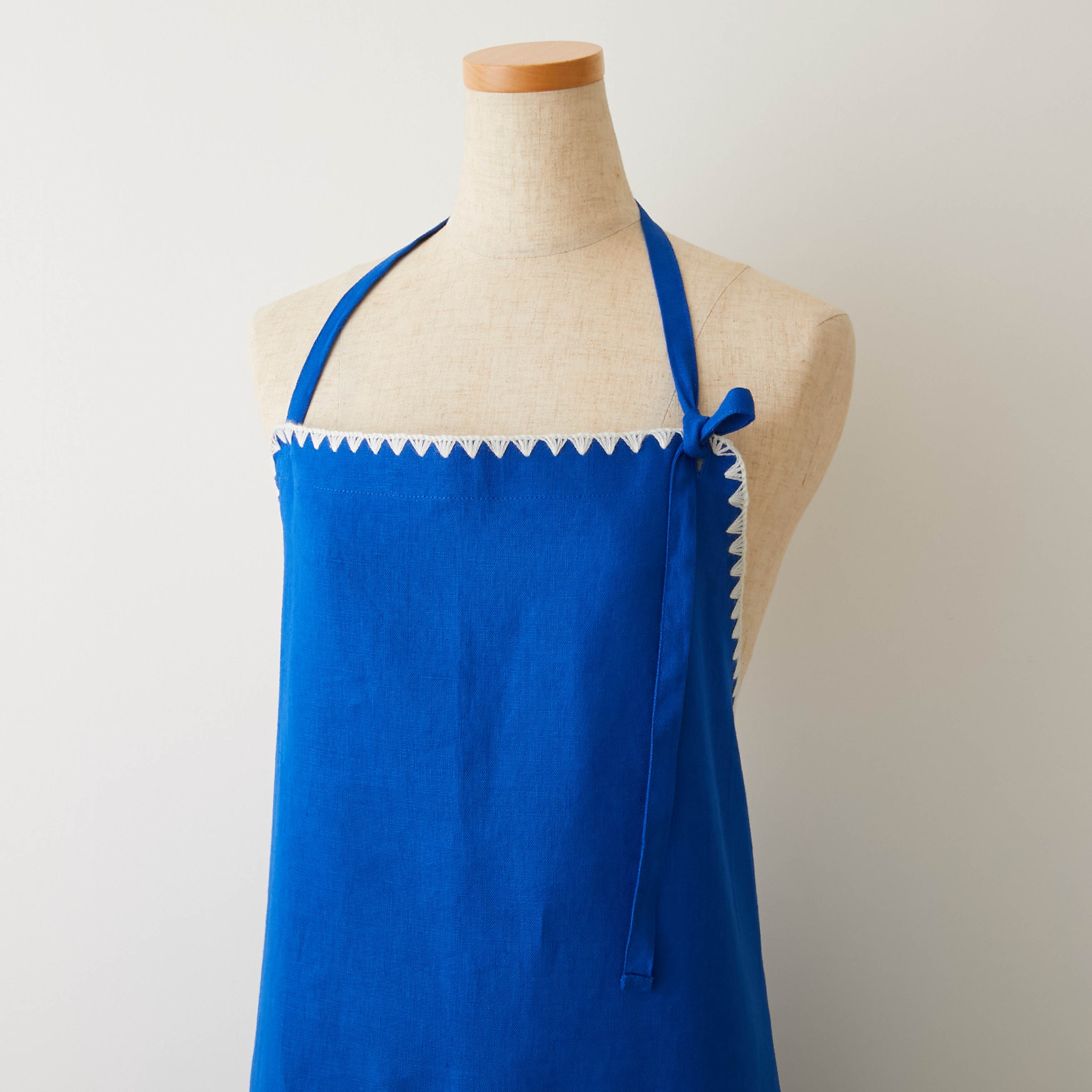12月初旬発送】TKMK ORIGINAL LINEN APRON / BLUE×WHITE