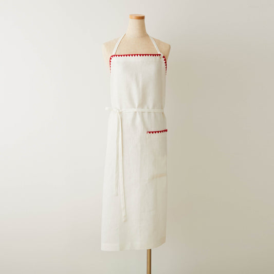 【12月初旬発送】TKMK ORIGINAL LINEN APRON / WHITE×RED