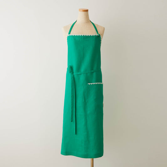【12月初旬発送】TKMK ORIGINAL LINEN APRON / GREEN×WHITE