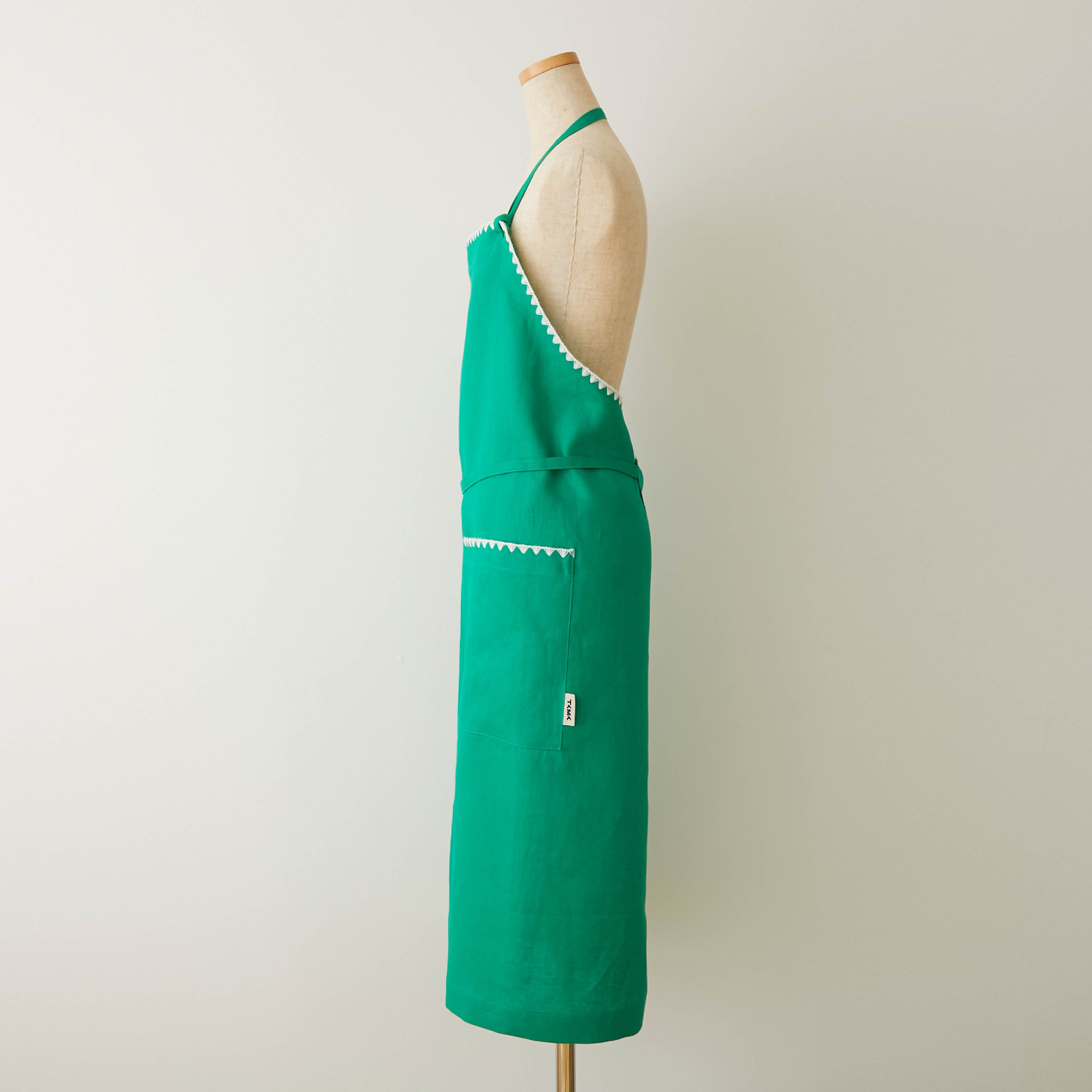 新品TKMK ORIGINAL LINEN APRON GREEN×WHITE 12月初旬発送】TKMK ORIGINAL LINEN APRON / GREEN×WHITE
