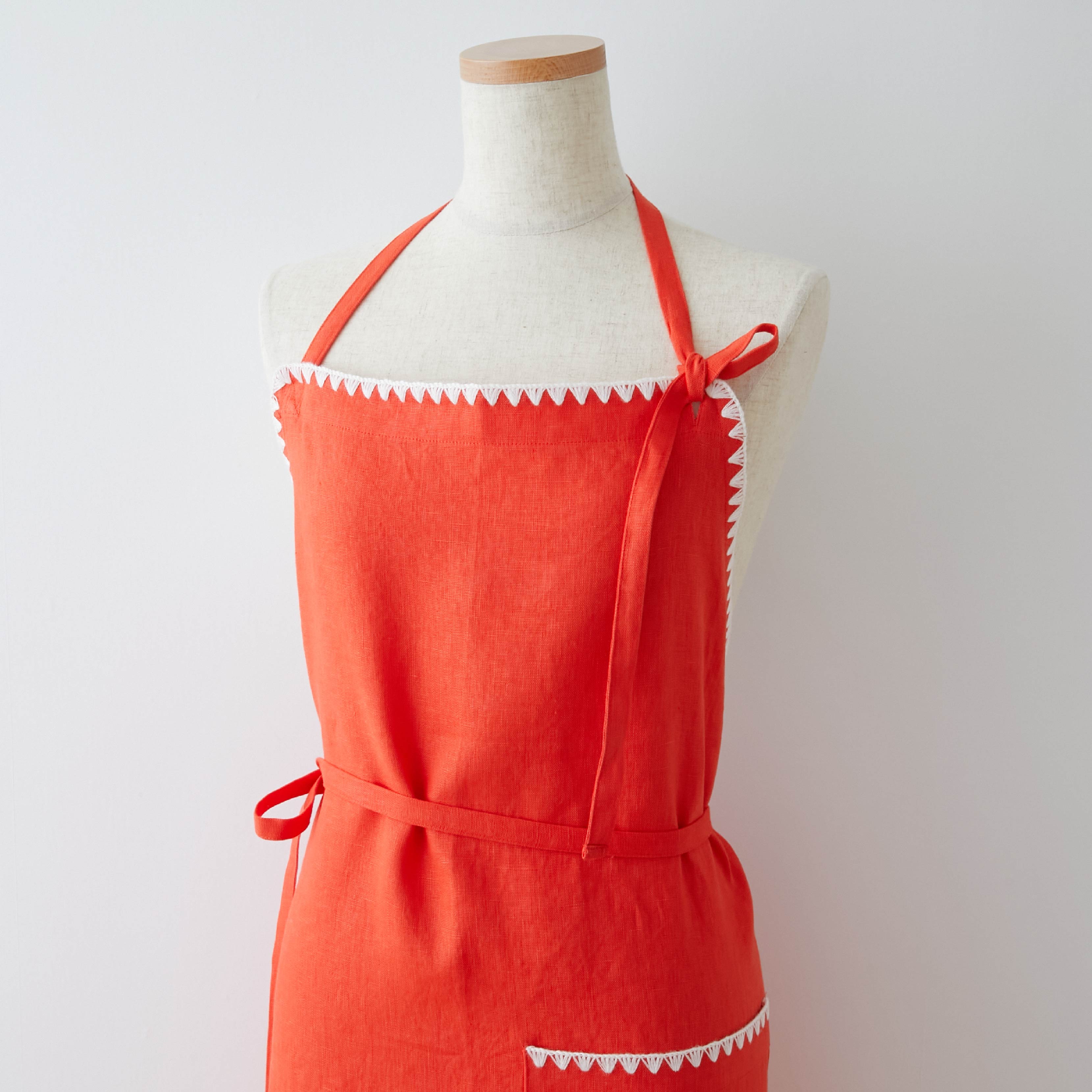 新品　TKMK ORIGINAL LINEN APRON / WHITE×RED 4月24日~27日発送】TKMK ORIGINAL LINEN APRON / ORANGE